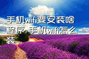 手机wifi要安装啥程序（手机wifi怎么装）