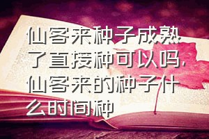 仙客来种子成熟了直接种可以吗（仙客来的种子什么时间种）