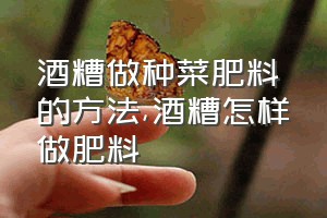 酒糟做种菜肥料的方法（酒糟怎样做肥料）