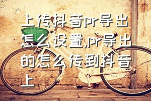 上传抖音pr导出怎么设置（pr导出的怎么传到抖音上）