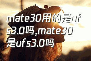 mate30用的是ufs3.0吗（mate30是ufs3.0吗）