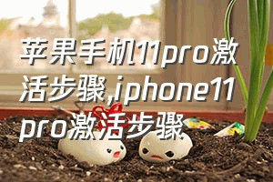 苹果手机11pro激活步骤（iphone11pro激活步骤）