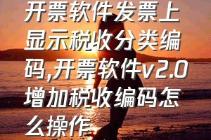 开票软件发票上显示税收分类编码（开票软件v2.0增加税收编码怎么操作）