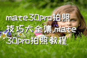 mate30pro拍照技巧大全集（mate30pro拍照教程）