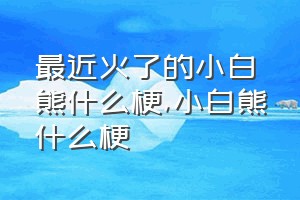 最近火了的小白熊什么梗（小白熊什么梗）