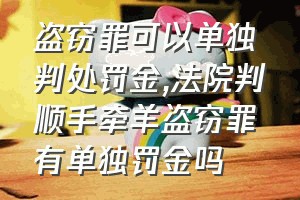 盗窃罪可以单独判处罚金（法院判顺手牵羊盗窃罪有单独罚金吗）