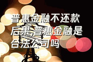 普惠金融不还款后果（普惠金融是合法公司吗）