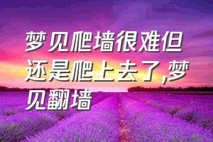 梦见爬墙很难但还是爬上去了（梦见翻墙）