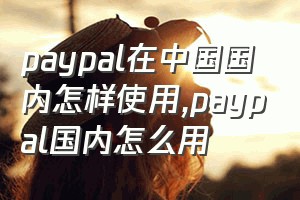 paypal在中国国内怎样使用（paypal国内怎么用）