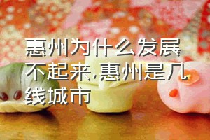 惠州为什么发展不起来（惠州是几线城市）