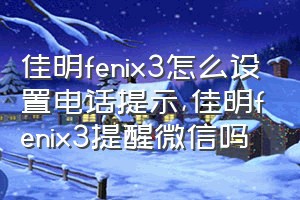 佳明fenix3怎么设置电话提示（佳明fenix3提醒微信吗）