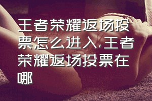 王者荣耀返场投票怎么进入（王者荣耀返场投票在哪）