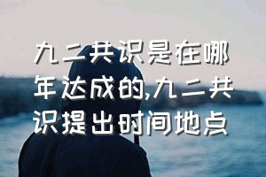 九二共识是在哪年达成的（九二共识提出时间地点）