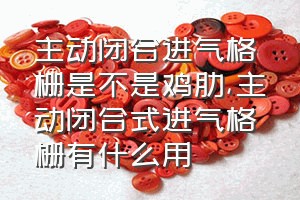 主动闭合进气格栅是不是鸡肋（主动闭合式进气格栅有什么用）