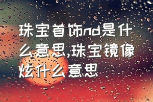 珠宝首饰nd是什么意思（珠宝镜像炫什么意思）