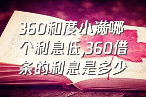 360和度小满哪个利息低（360借条的利息是多少）