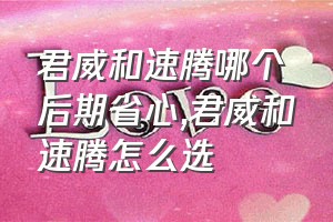 君威和速腾哪个后期省心（君威和速腾怎么选）