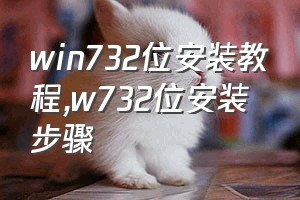 win732位安装教程（w732位安装步骤）