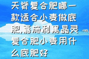 天脊复合肥哪一款适合小麦做底肥（嘉施利黑晶灵复合肥小麦用什么底肥好）