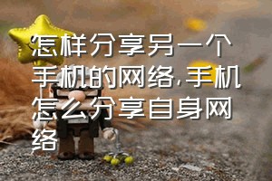 怎样分享另一个手机的网络（手机怎么分享自身网络）