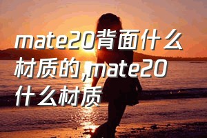 mate20背面什么材质的（mate20什么材质）