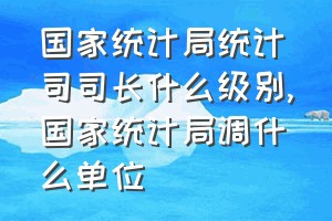 国家统计局统计司司长什么级别（国家统计局调什么单位）