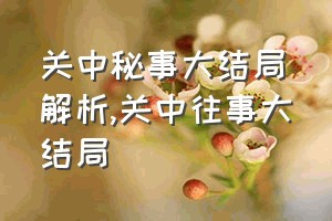 关中秘事大结局解析（关中往事大结局）