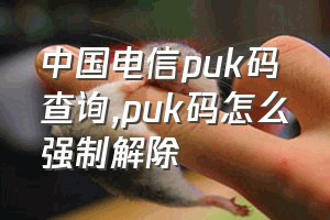 中国电信puk码查询（puk码怎么强制解除）