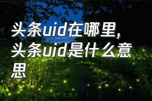 头条uid在哪里（头条uid是什么意思）