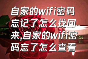 自家的wifi密码忘记了怎么找回来（自家的wifi密码忘了怎么查看）