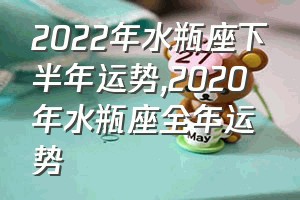 2022年水瓶座下半年运势（2020年水瓶座全年运势）