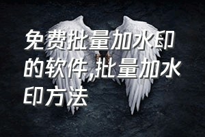 免费批量加水印的软件（批量加水印方法）