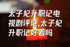 太子妃升职记电视剧评论（太子妃升职记好看吗）