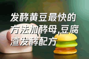 发酵黄豆最快的方法加酵母（豆腐渣发酵配方）