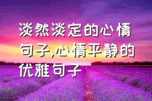 淡然淡定的心情句子（心情平静的优雅句子）