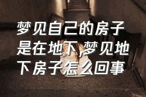 梦见自己的房子是在地下（梦见地下房子怎么回事）