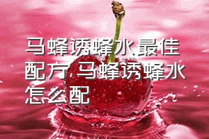 马蜂诱蜂水最佳配方（马蜂诱蜂水怎么配）