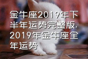 金牛座2019年下半年运势完整版（2019年金牛座全年运势）