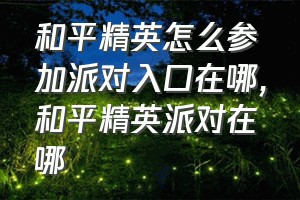 和平精英怎么参加派对入口在哪（和平精英派对在哪）