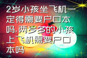 2岁小孩坐飞机一定得需要户口本吗（两岁多的小孩上飞机需要户口本吗）