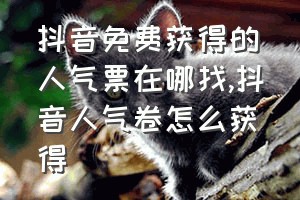 抖音免费获得的人气票在哪找（抖音人气卷怎么获得）