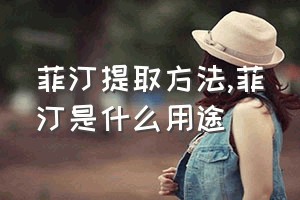 菲汀提取方法（菲汀是什么用途）