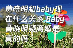 黄晓明和baby现在什么关系（Baby黄晓明疑离婚是真的吗）