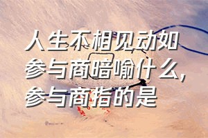 人生不相见动如参与商暗喻什么（参与商指的是）