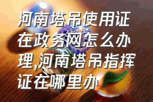 河南塔吊使用证在政务网怎么办理（河南塔吊指挥证在哪里办）