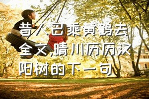 昔人已乘黄鹤去全文（晴川历历汉阳树的下一句）