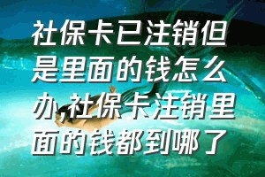 社保卡已注销但是里面的钱怎么办（社保卡注销里面的钱都到哪了）