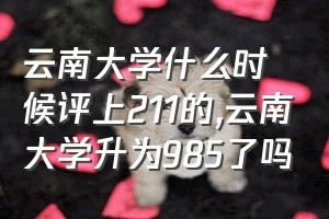 云南大学什么时候评上211的（云南大学升为985了吗）