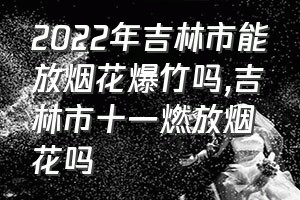 2022年吉林市能放烟花爆竹吗（吉林市十一燃放烟花吗）