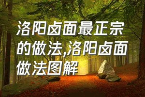 洛阳卤面最正宗的做法（洛阳卤面做法图解）